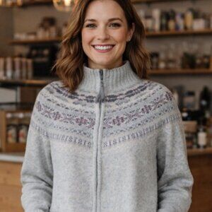 Vintage Tiara International L/S Pale Blue Winter Sweater Cardigan Size S